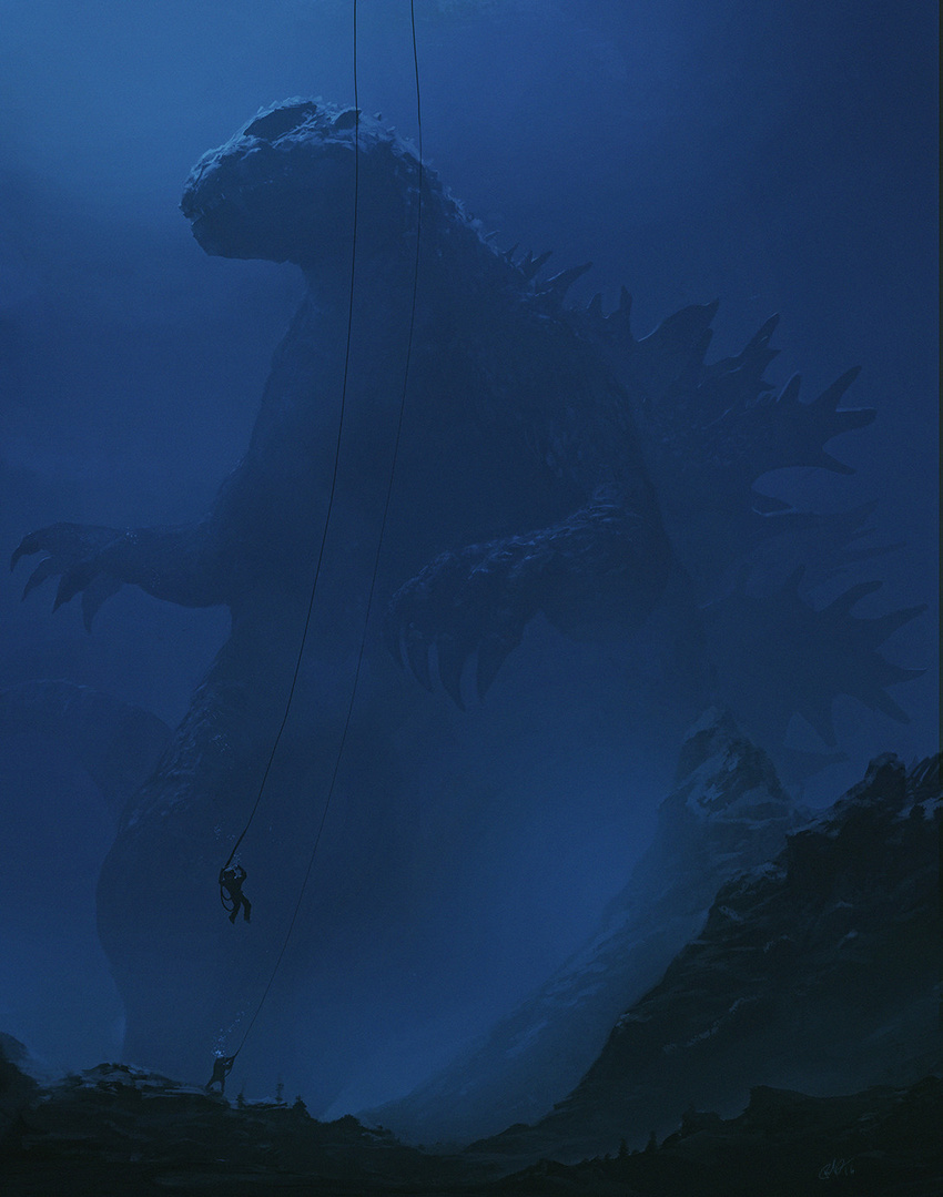 bubble dinosaur diver diving_gear giant_monster godzilla godzilla_(series) kaijuu monster mutant ocean toho_(film_company) water