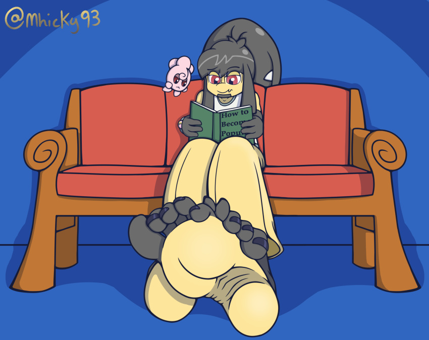 2_mouths anthro barefoot clothed clothing duo eyewear feet female foot_fetish foot_focus generation_2_pokemon generation_3_pokemon glasses hi_res humanoid humanoid_feet igglybuff male mawile mhicky93 mhicky_(mhicky93) multi_mouth nintendo plantigrade pokemon pokemon_(species) pokemorph reading simple_background sitting soles tiva_(mhicky93) toes two_tone_feet wrinkled_feet wrinkles