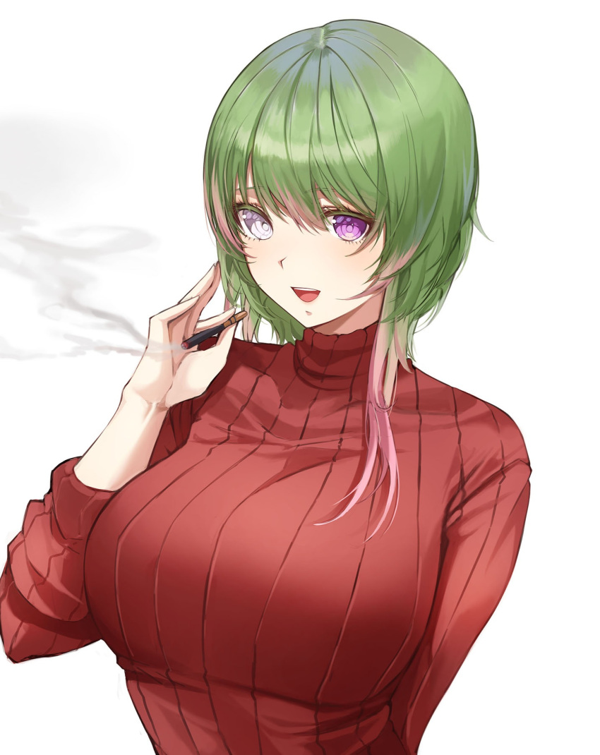 ame_816 heterochromia smoking sweater tagme