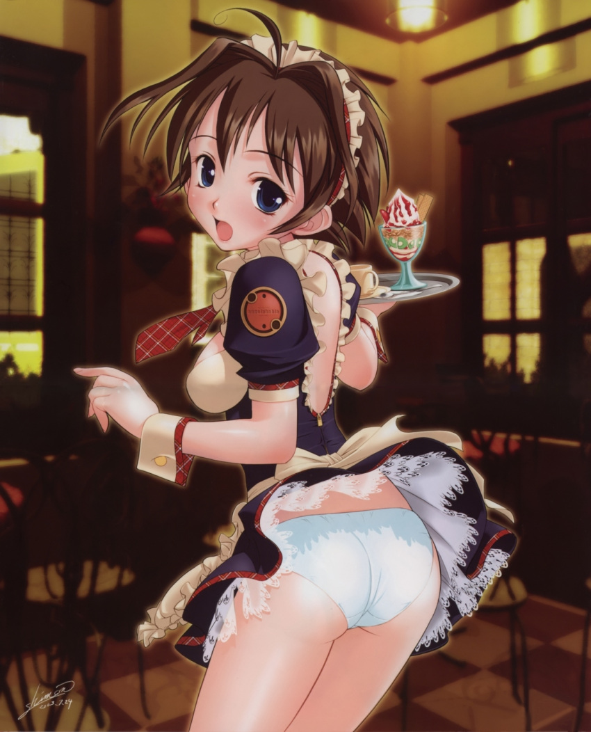 pantsu skirt_lift tagme tomomimi_shimon waitress