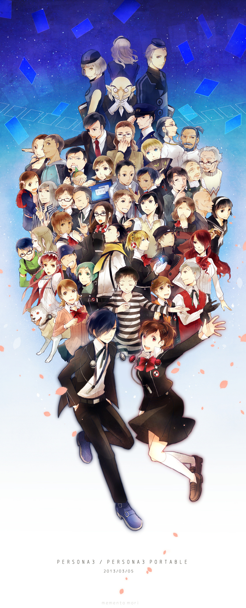 6+boys 6+girls absurdres aegis_(persona) aged_down amada_ken amagi_yukiko andre_roland_jean_gerard android animal aqua_eyes aqua_hair aragaki_shinjirou bandages bare_shoulders beanie black_hair blonde_hair blue_eyes blue_hair book bow brown_eyes brown_hair bug burger butterfly canine card choker closed_eyes coat commentary computer digital_media_player dress elizabeth_(persona) everyone eyepatch food fushimi_chihiro gekkoukan_high_school_uniform glasses gloves gothic_lolita grey_hair hair_ornament hair_over_one_eye hand_fan hasegawa_saori hat hayase_mamoru headphones highres hiraga_keisuke igor_(persona) ikutsuki_shuuji iori_junpei iwasaki_rio kamiki_akinari kashiwagi_noriko kirijou_mitsuru kirijou_takeharu kitamura_bunkichi kitamura_mitsuko koromaru_(persona) laptop lolita_fashion long_hair margaret_(persona) mentaishi miyamoto_kazushi mochizuki_ryouji moriyama_natsuki multiple_boys multiple_girls mutatsu_(persona) nishiwaki_yuuko odagiri_hidetoshi officer_kurosawa one_eye_closed oohashi_maiko persona persona_3 persona_3_portable persona_4 pharos president_tanaka red_eyes red_hair ribbon sakaki_takaya sanada_akihiko scarf school_uniform shiomi_kotone shirato_jin short_hair skirt sleeveless sleeveless_dress smile socks suspenders sweatdrop takoyaki theodore_(persona) tomochika_kenji toriumi_isako trench_coat v yamagishi_fuuka yellow_eyes yoshino_chidori yukari_takeba yuuki_makoto_(persona_3)