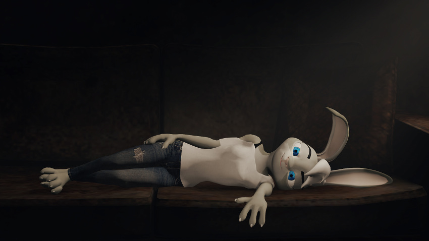 16:9 3d_(artwork) anthro bedroom_eyes blue_eyes clothed clothing digital_media_(artwork) disney furniture hair half-closed_eyes hi_res june_(striped_sins) lagomorph leporid looking_at_viewer mammal narrowed_eyes off_shoulder pose rabbit seductive smile sofa source_filmmaker_(artwork) white_hair widescreen willitfit zootopia