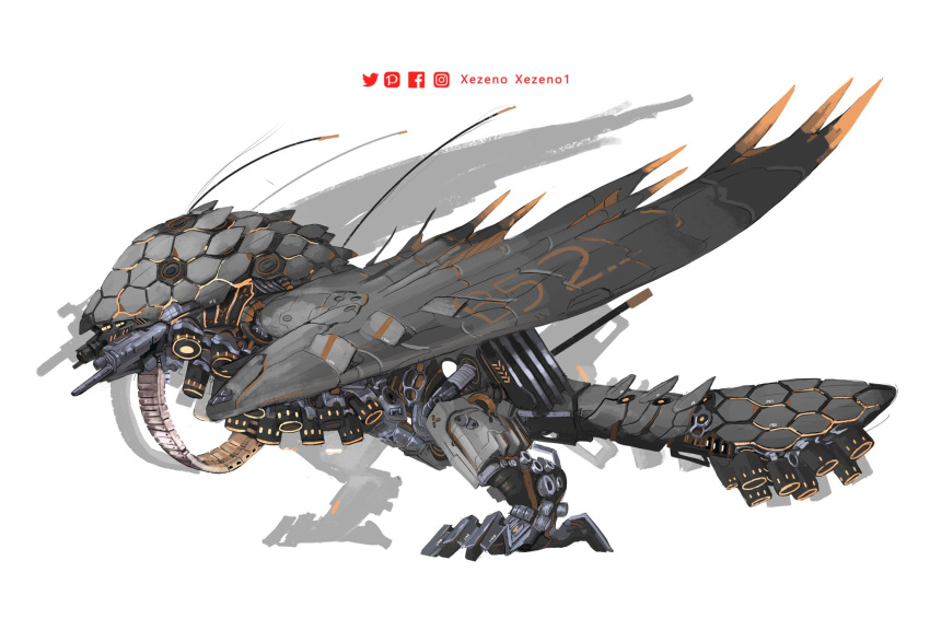 2021 ambiguous_gender bazelgeuse capcom digital_media_(artwork) feral flying_wyvern hi_res machine mecha monster_hunter robot simple_background solo tail white_background wings xezeno