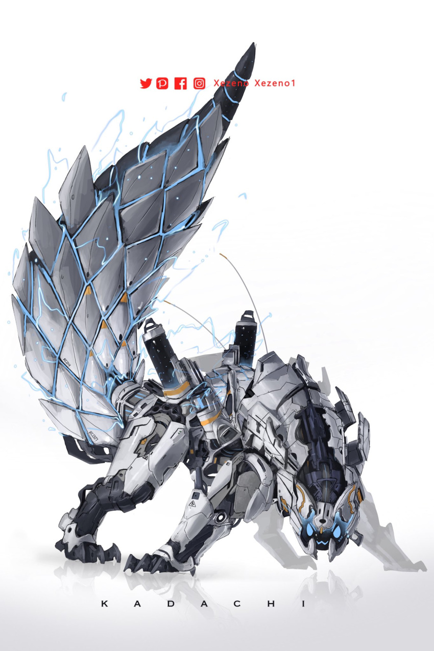 2021 ambiguous_gender capcom digital_media_(artwork) electricity fanged_wyvern feral hi_res horizon_(series) machine mecha monster_hunter simple_background solo sony_corporation sony_interactive_entertainment tobi-kadachi white_background xezeno