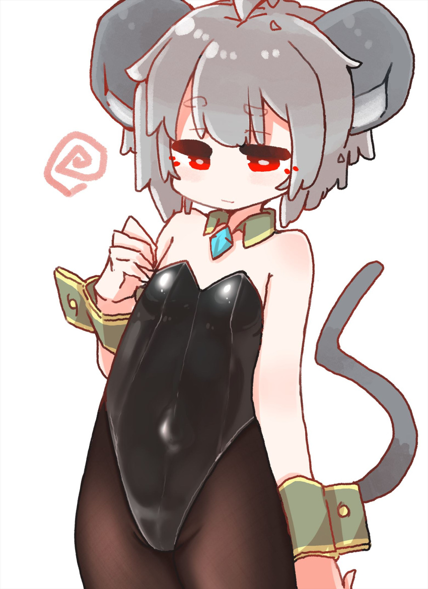 ahoge animal_humanoid big_ears clothed clothing female flat_chested grey_hair hair hi_res humanoid jewelry legwear leotard mammal mammal_humanoid mouse_humanoid murid murid_humanoid murine murine_humanoid nazrin pendant red_eyes rodent rodent_humanoid sabitare shirt_collar short_hair solo tights touhou