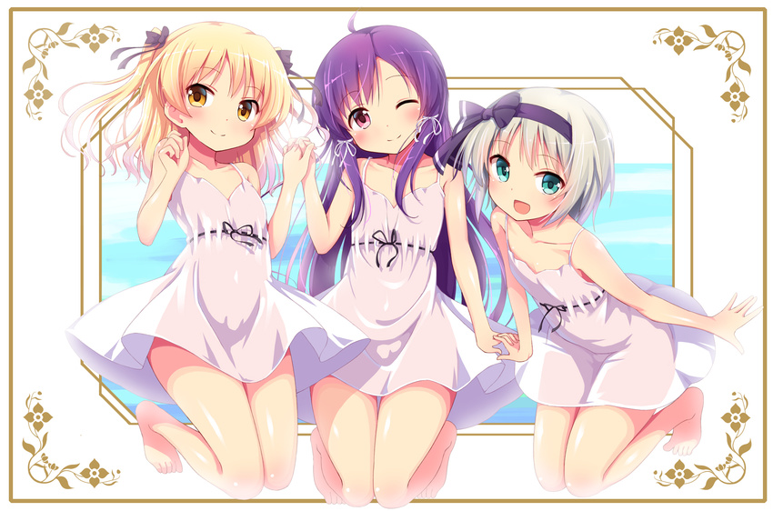 all_male ba_kuro dress hieda_fumio josou_sanmyaku koyashiki_yura kurubayashi_shizuki male nopan summer_dress trap