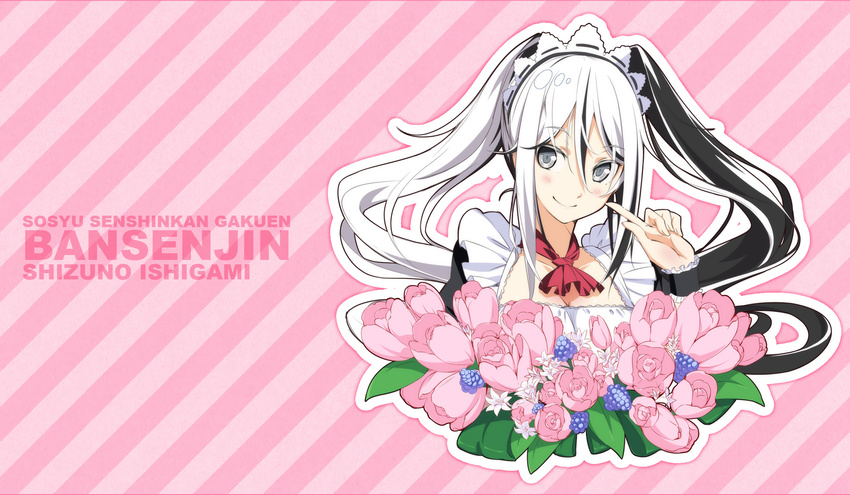 breasts cleavage flowers g_yuusuke ishigami_shizuno light maid pink sousyu_sensinkan-gakuen_bansenjin twintails