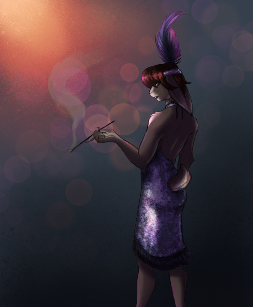 absurd_res anthro cigarette clothed clothing female general_(disambiguation) hi_res lagomorph leporid louis_(disnomia) male_(lore) mammal nyxapnea rabbit smoking solo