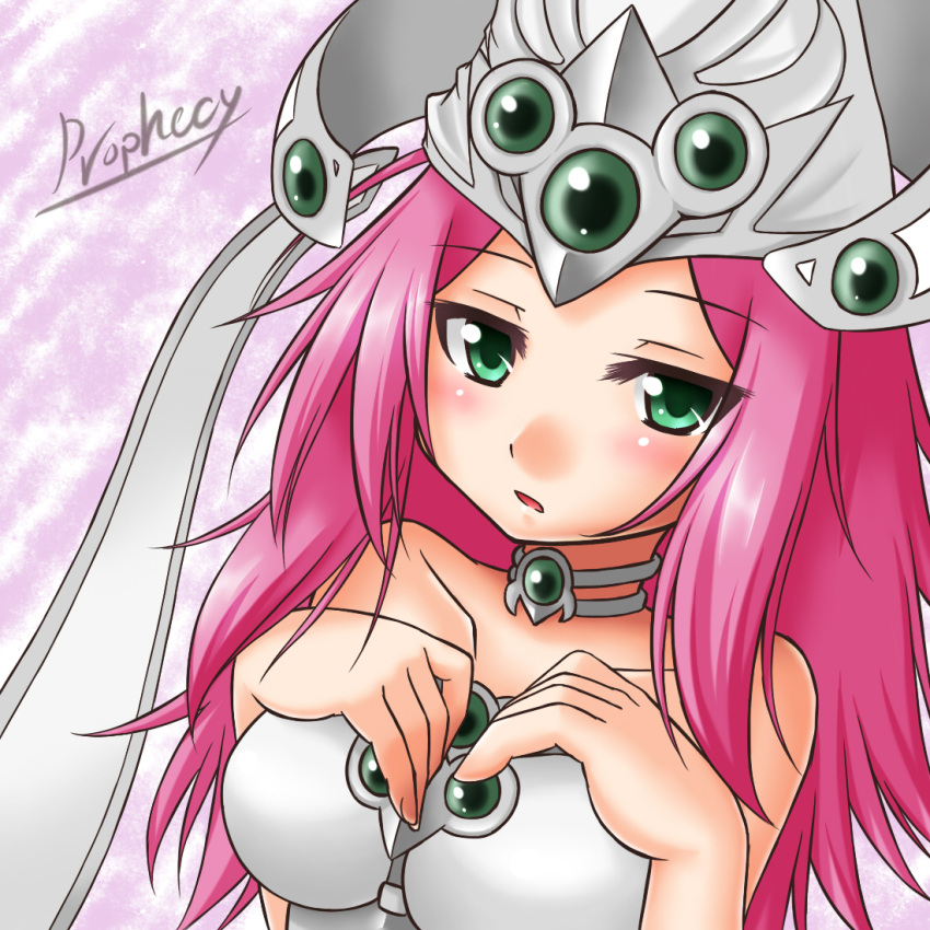 breasts cleavage duel_monster green_eyes magical_erudite_junon pink_hair yu-gi-oh!