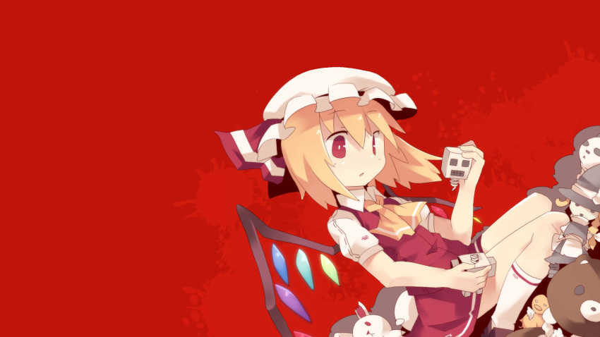 bear blonde_hair bow dolls flandre_scarlet govurin hat kirisame_marisa panda photoshop red_eyes robot short_hair touhou wing witch