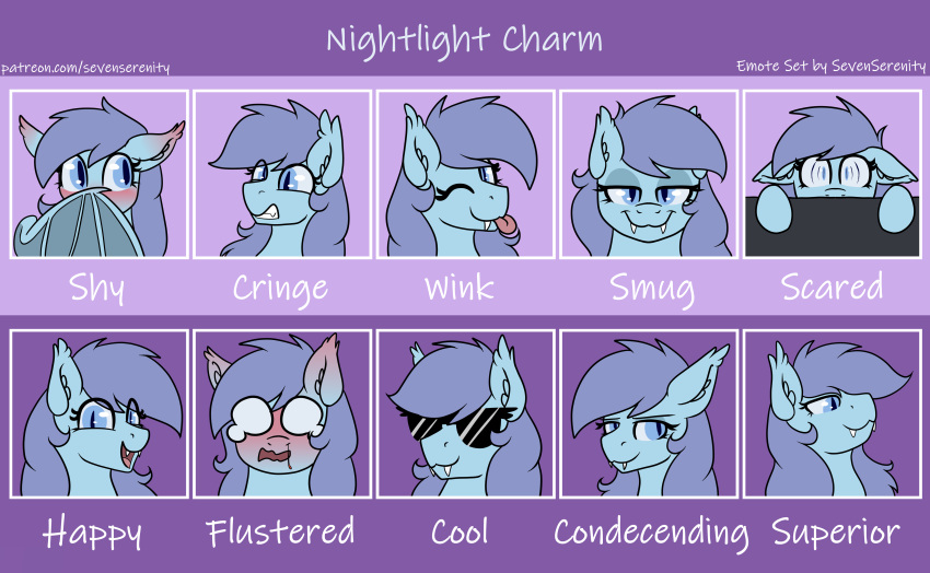 absurd_res bat_pony emote emote_set emotion_chart equid equine hasbro hi_res horse mammal my_little_pony pony sevenserenity solo