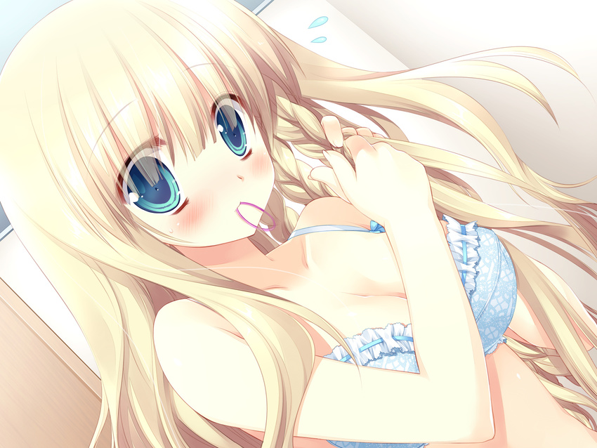 alcot_honey_comb blonde_hair bra cleavage game_cg kicking_horse_rhapsody miyasu_risa orina_nobara solo tagme