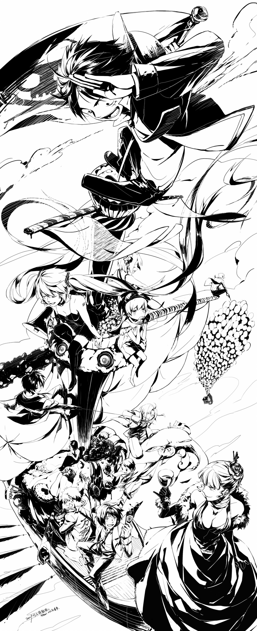 axis_powers_hetalia bakemonogatari beatrice cellphone cenco cencoroll character_request crossover darker_than_black disney edward_elric elbow_gloves fullmetal_alchemist gloves hatsune_miku hei higashi_no_eden high_res hirasawa_yui k-on! monkey_d_luffy monochrome natsume_yuujinchou northern_italy_(hetalia) nyanko one_piece oshino_shinobu phone pinky_out pixar sanbonzakura summer_wars tagme takizawa_akira umineko_no_naku_koro_ni up vocaloid