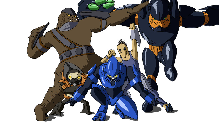 16:9 alien alpha_channel armor cel_shading colonial_organism dragon_ball fur ginyu_force group halo_(series) hi_res hunter_(halo) jiralhanae kig-yar lekgolo mgalekgolo microsoft parody pose punkydreamer ruuhtian_(kig-yar) sangheili scalie shaded simple_background team_pose transparent_background unggoy unknown_character widescreen xbox_game_studios