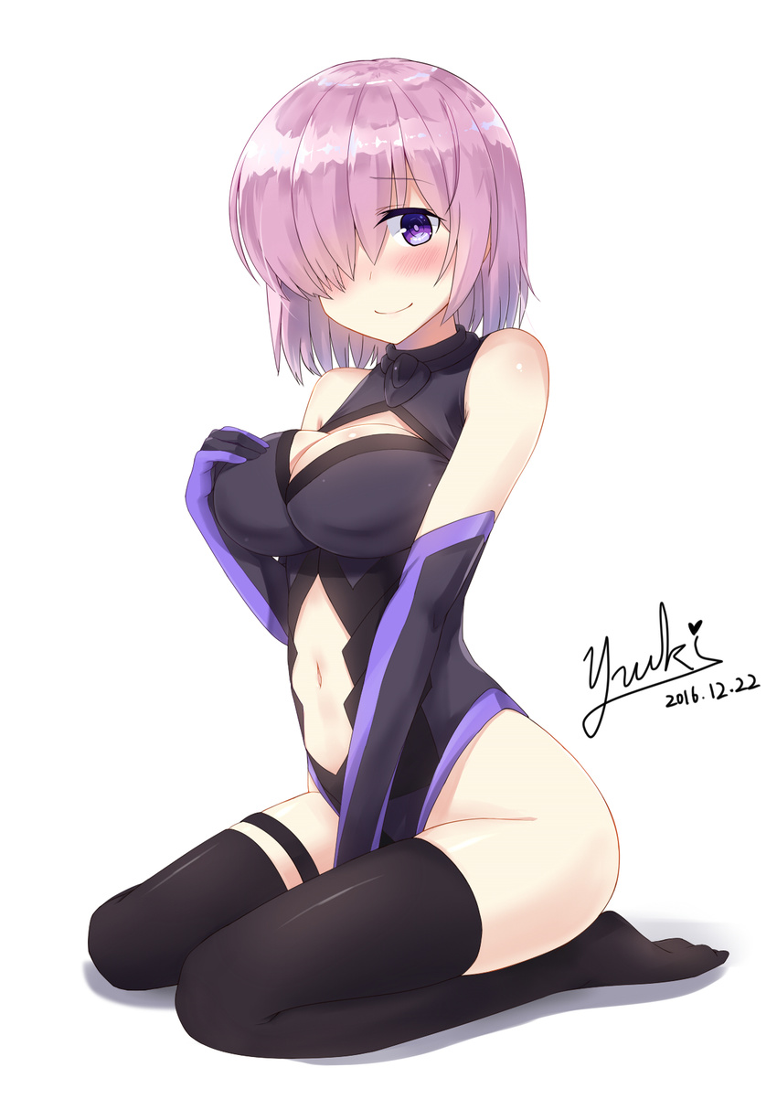 armor breast_hold cleavage fate/grand_order shielder_(fate/grand_order) signed subaru_(794829485) thighhighs