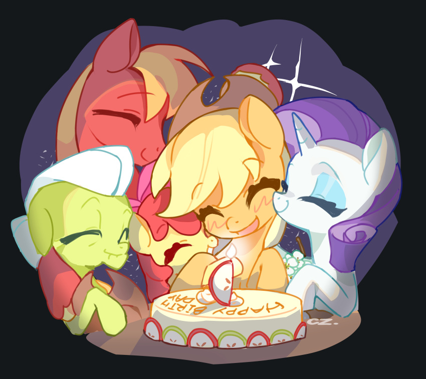 absurd_res apple apple_bloom_(mlp) apple_slice applejack_(mlp) big_macintosh_(mlp) birthday_cake blush brother_(lore) brother_and_sister_(lore) cake chengzi82020 closed_eyes clothing cowboy_hat dessert equid equine female female/female food friendship_is_magic fruit grandchild_(lore) granddaughter_(lore) grandmother_(lore) grandmother_and_grandchild_(lore) grandmother_and_granddaughter_(lore) grandparent_(lore) grandparent_and_grandchild_(lore) granny_smith_(mlp) group happy hasbro hat headgear headwear hi_res horn horse male mammal my_little_pony mythological_creature mythological_equine mythology open_mouth plant pony rarity_(mlp) romantic romantic_couple sibling_(lore) sister_(lore) sisters_(lore) smile unicorn