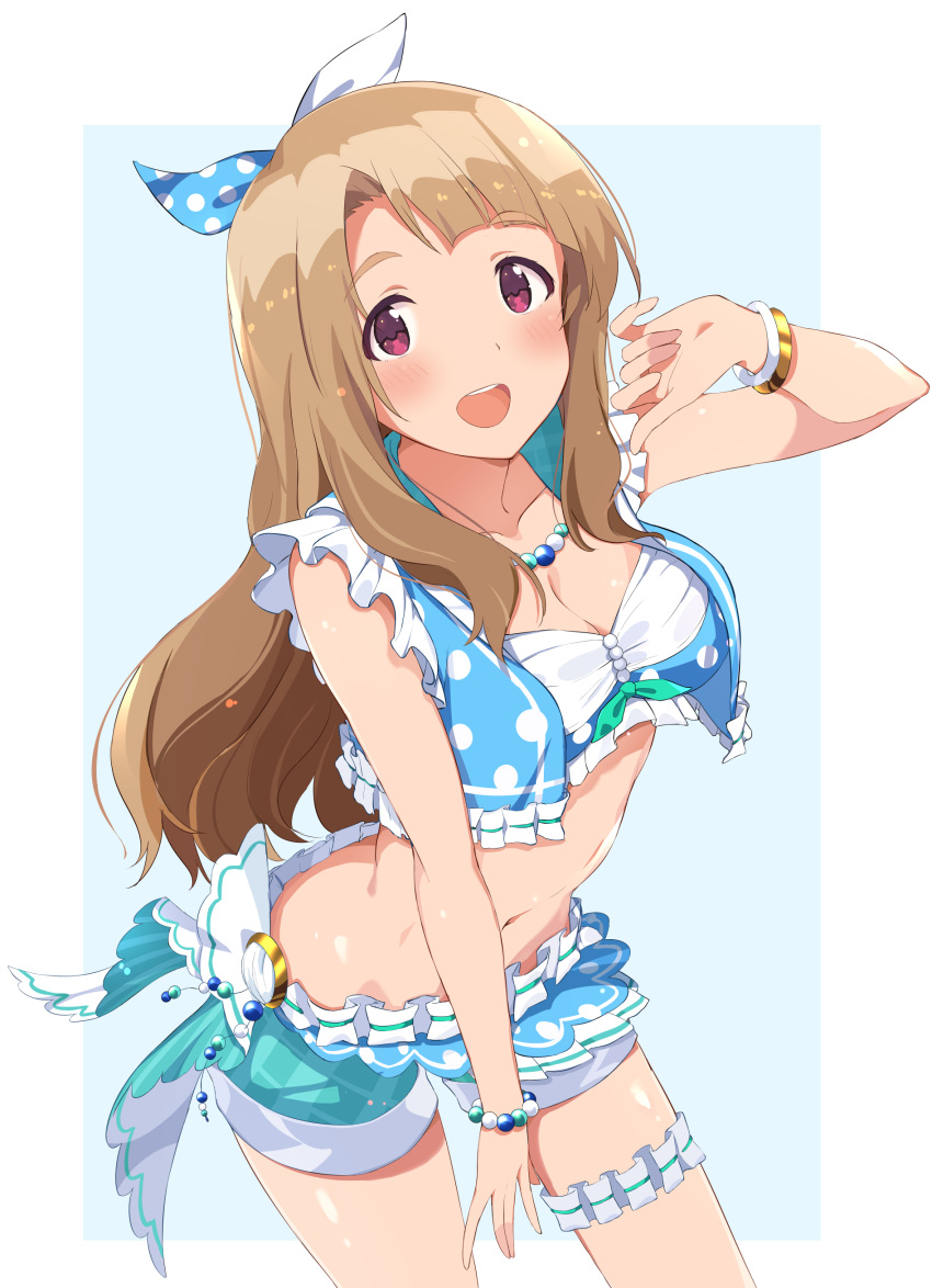 :d absurdres bow brown_eyes brown_hair commentary dated_commentary female hair_ornament hairband highres homco idolmaster idolmaster_million_live! idolmaster_million_live!_theater_days long_hair looking_at_viewer miyao_miya open_mouth smile solo