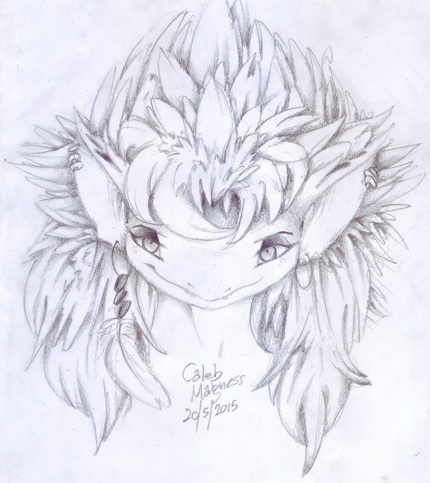 absurd_res caleb_magness deity dragon ear_piercing feathered_dragon feathered_scalie feathers female glider_(caleb_magness) hair hi_res looking_at_viewer matile messy_hair mythological_creature mythological_scalie mythology piercing scalie smile solo vipa_(caleb_magness)