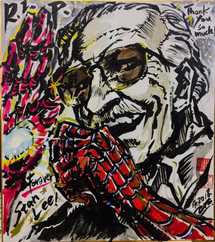 ashiya_kouhei creator_connection iron_man marvel shikishi spider-man stan_lee tagme