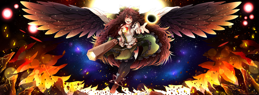 invidiata reiuji_utsuho signed thighhighs touhou wings