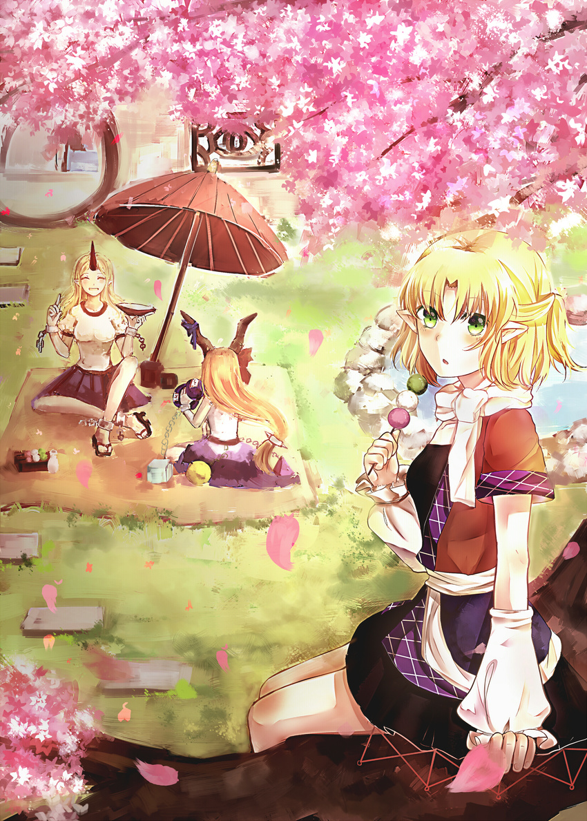 horns hoshiguma_yuugi ibuki_suika mizuhashi_parsee pointy_ears touhou xinghuo