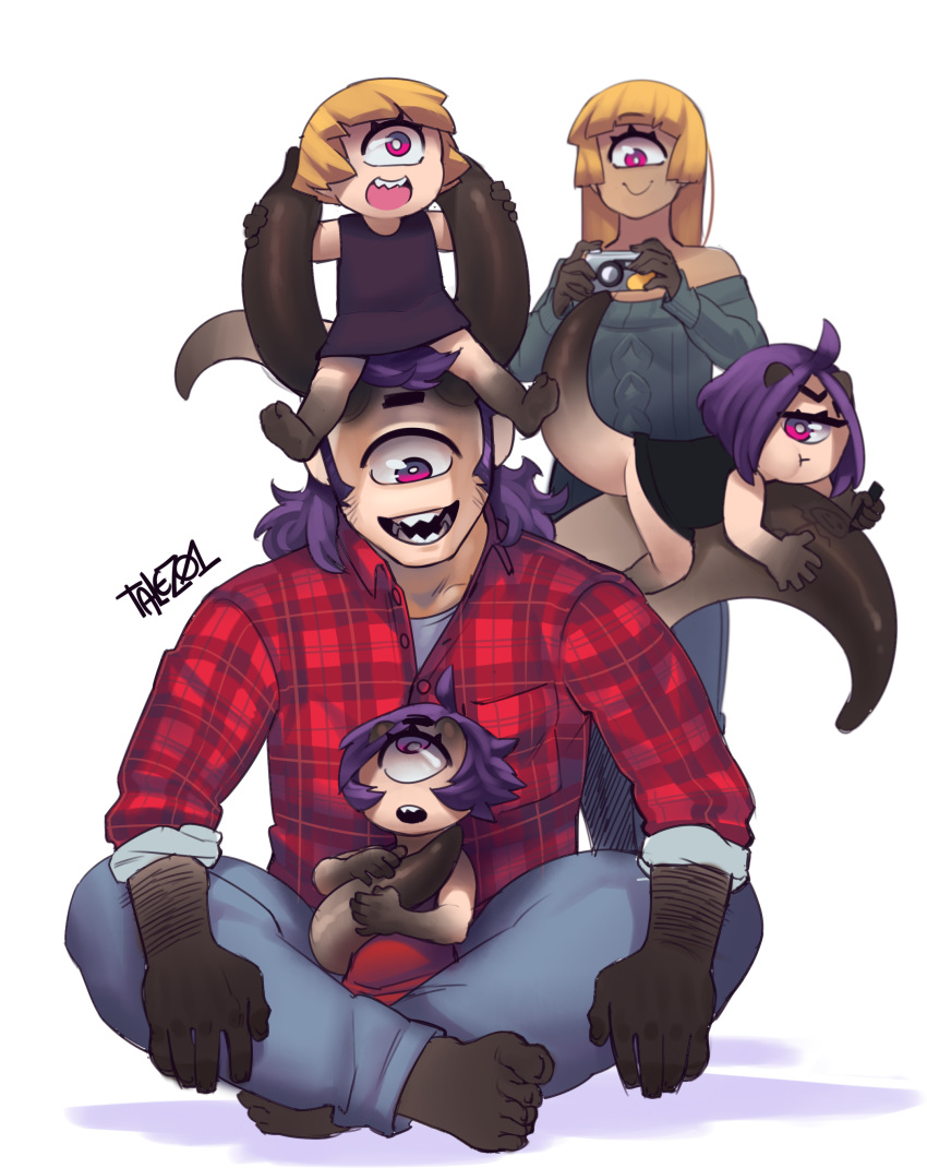 1_eye 5_fingers :> :o :t absurd_res ahoge annie_(anaid) ansel_(anaid) areen_(anaid) arima_(anaid) big_eyes big_tail blonde_hair bottomless brother_(lore) camera clothed clothing conto cyclops family father_(lore) female femboy fingers flannel_shirt front_view fully_clothed gesture group hair hand_gesture happy hi_res horn horned_tailclops humanoid husband_and_wife light_body light_skin long_hair long_tail low-angle_view male married_couple mother_(lore) multicolored_body multicolored_skin noseless not_furry open_mouth open_smile orik_(anaid) pale_skin parent_(lore) pink_eyes pouting purple_eyes purple_hair red_eyes romantic romantic_couple sharp_teeth sibling_(lore) simple_background sister_(lore) size_difference smile son_(lore) tail tailclops_(race) tailclops_(species) teeth thumbs_up twins_(lore) two_tone_body two_tone_skin unimpressed white_background young