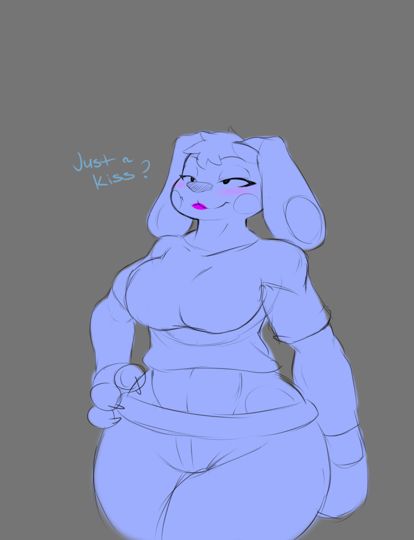 2016 absurd_res anthro blue's_clues blue_(blue's_clues) blush canid canine canis curvy_figure domestic_dog english_text female hi_res jaynatorburudragon mammal nickelodeon smile solo text thick_thighs voluptuous wide_hips