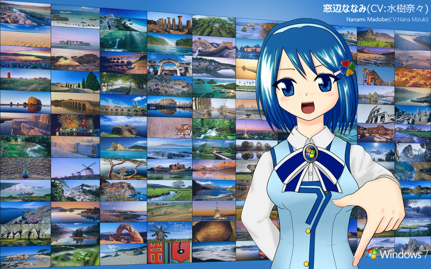 7 black blue_eyes blue_hair bow headband logo madobe_nanami microsoft os-tan photo short_hair windows