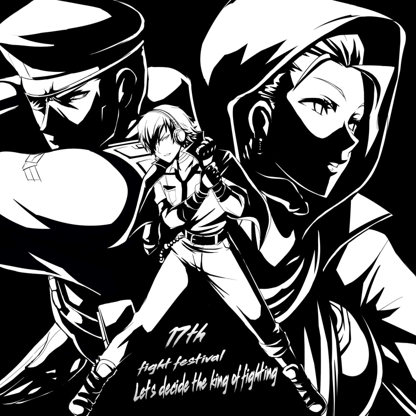 dress earrings eyepatch female heidern hijab jewelry monochrome najd scarf shun'ei the_king_of_fighters the_king_of_fighters_xiv