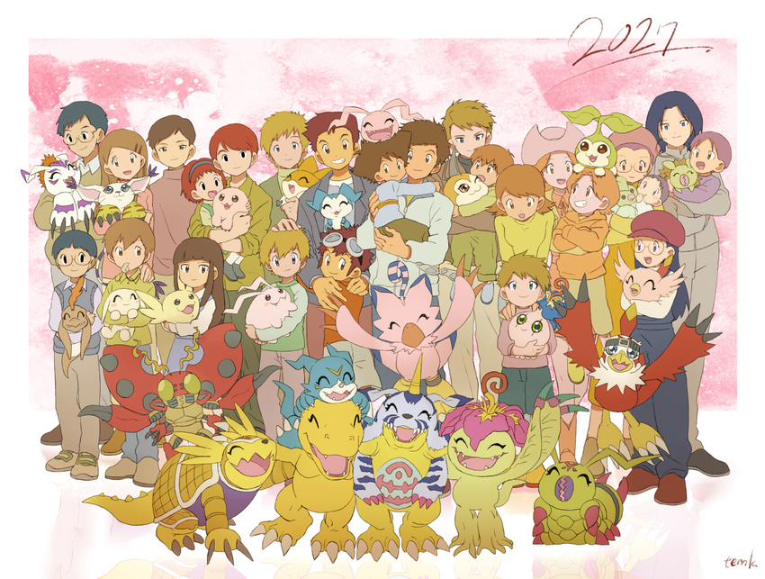 6+boys 6+girls :3 :d ^_^ aged_up agumon armadimon baby bad_id bad_pixiv_id beak belt black_eyes black_hair blonde_hair blue_eyes blunt_bangs bowl_cut brown_eyes brown_hair carrying chibimon claws closed_eyes commentary_request cowboy_hat creature digimon digimon_(creature) digimon_adventure_02 dress everyone fangs feathered_wings gabumon glasses goggles gomamon grin hair_ornament hairclip happy hat hawkmon headband hida_iori hida_iori's_daughter hug ichijouji_ken inoue_miyako inoue_miyako_and_ichijouji_ken's_daughter inoue_miyako_and_ichijouji_ken's_first_son inoue_miyako_and_ichijouji_ken's_second_son ishida_yamato izumi_koshiro izumi_koshiro's_daughter kido_jo kido_jo's_son koromon lolicon long_hair long_sleeves looking_at_viewer minomon mochimon motomiya_daisuke motomiya_daisuke's_son multiple_boys multiple_girls open_mouth palmon patamon piyomon plant plotmon poromon pukamon pyocomon red_eyes shirt short_hair smile standing sweater swept_bangs t-shirt tachikawa_mimi tachikawa_mimi's_son tailmon takaishi_takeru takaishi_takeru's_son takenouchi_sora takenouchi_sora_and_ishida_yamato's_daughter takenouchi_sora_and_ishida_yamato's_son tanemon temk tentomon tokomon tunomon turtleneck upamon v-mon whistle widow's_peak wings wormmon yagami_hikari yagami_hikari's_son yagami_taichi yagami_taichi's_son