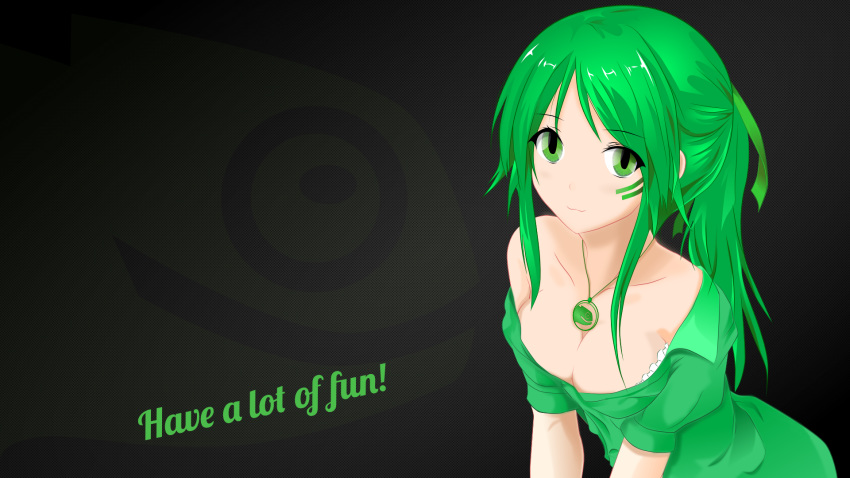 green_eyes green_hair linux necklace os-tan suse tagme_(artist)