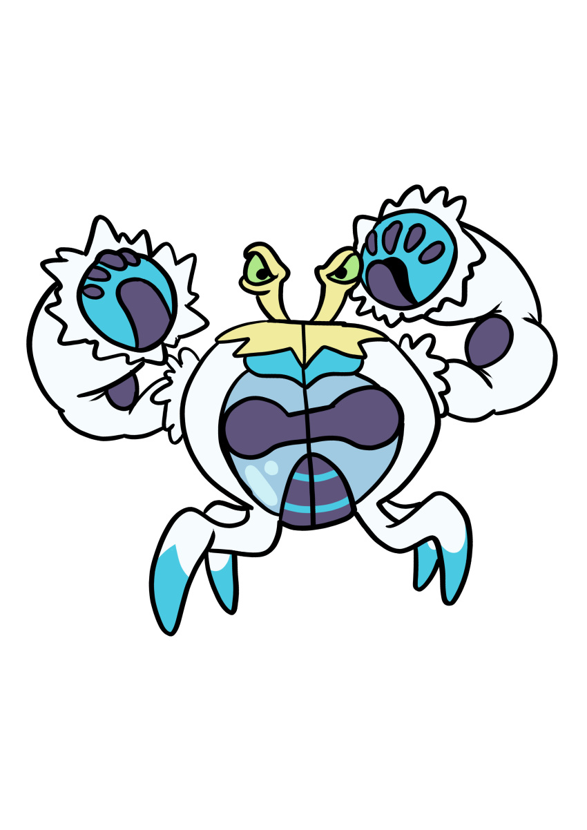 2019 4_legs absurd_res alien ambiguous_gender clink_(lilo_and_stitch) crabominable crossover digital_drawing_(artwork) digital_media_(artwork) disney experiment_(lilo_and_stitch) eyestalks flat_colors generation_7_pokemon green_sclera hi_res hybrid leg_markings lilo_and_stitch looking_at_viewer markings nintendo pokemon pokemon_(species) simple_background socks_(marking) solo tombola1993 white_background white_body