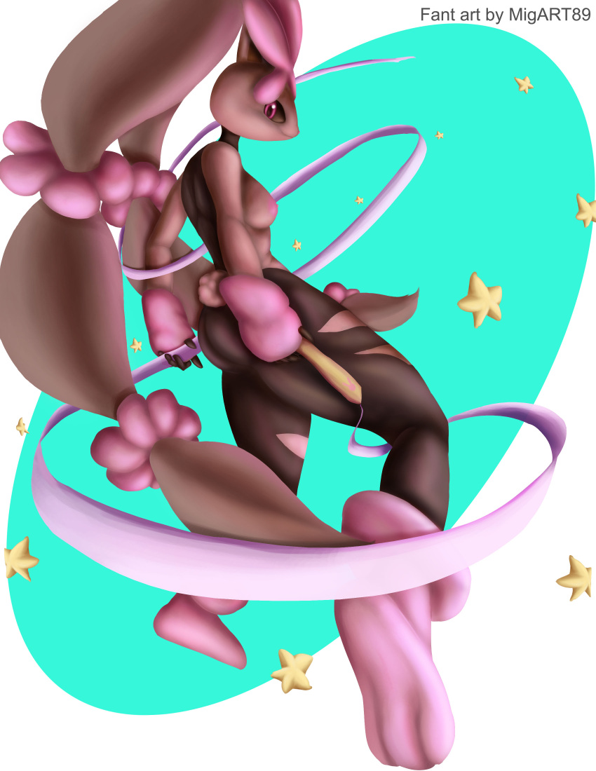 absurd_res anthro areola breasts brown_body brown_fur digital_drawing_(artwork) digital_media_(artwork) female fur generation_6_pokemon hi_res long_ears medium_breasts mega_evolution mega_lopunny migart89 nintendo nipples pink_areola pink_body pink_fur pink_nipples pokemon pokemon_(species) shiny_pokemon solo