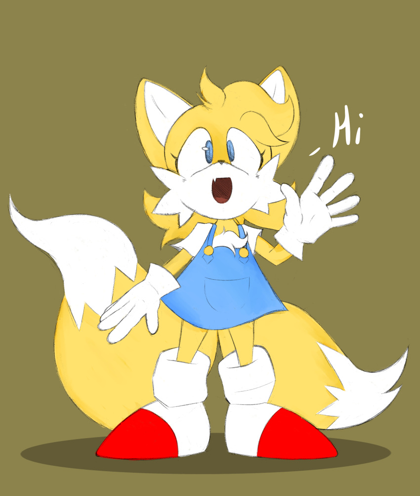 absurd_res anthro bottomwear canid canine clothed clothing female footwear fox fur hi_res lolicon male mammal mrbreadmcman rule_63 sega shoes simple_background simple_coloring skirt smile solo sonic_the_hedgehog_(series) tails young young_anthro young_male