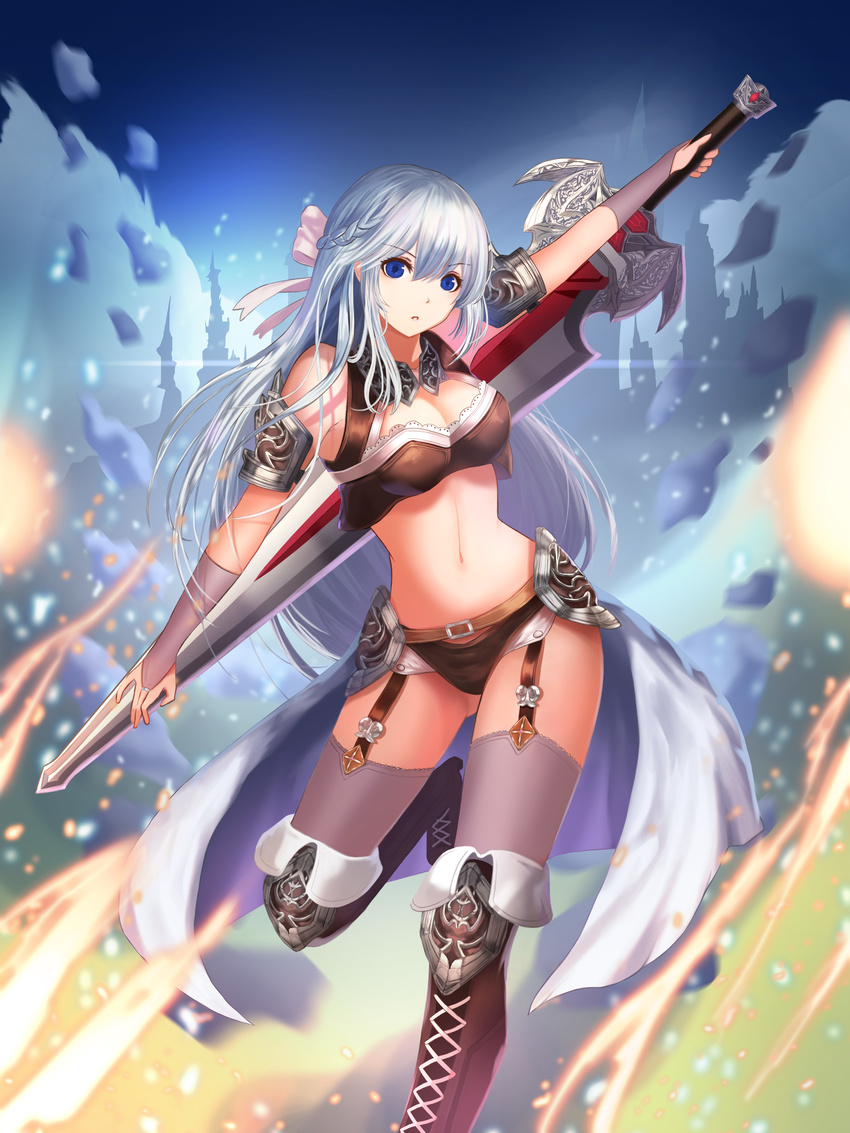 armor bikini_armor cleavage nani_(goodrich) sword thighhighs