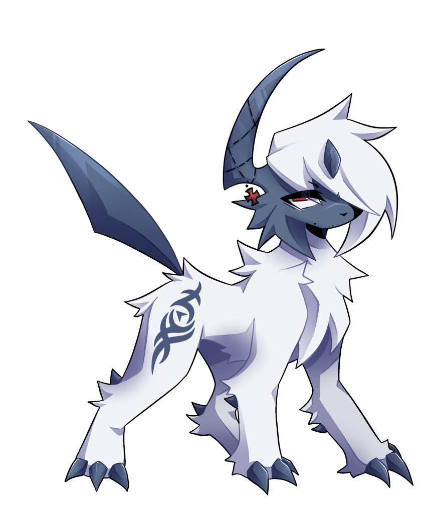 absol alpha_channel claws deviltxn female feral fur generation_3_pokemon hi_res jewelry necklace nintendo pokemon pokemon_(species) red_eyes solo styx_(nyxcha) white_body white_fur