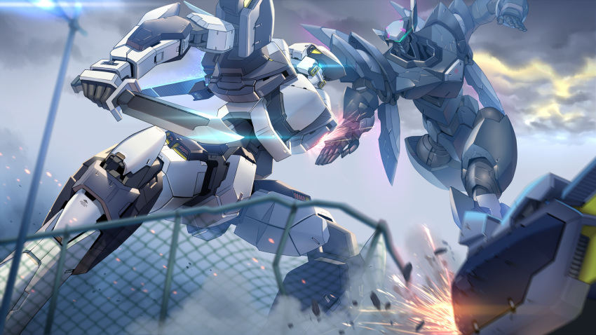 clouds knife mecha original sky smoke_(flyx21)