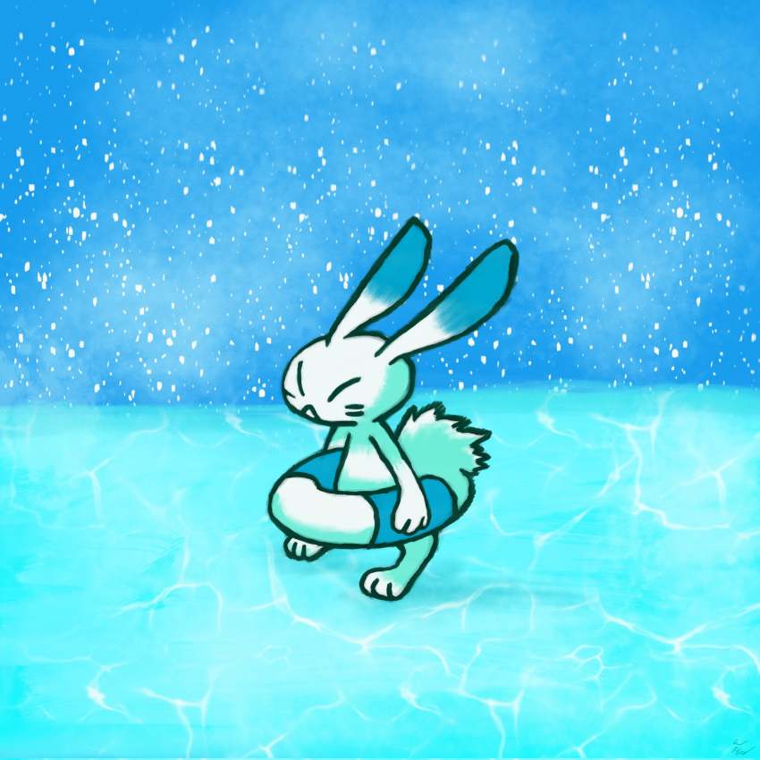 2024 2024_pokemon_gigaleak 3_fingers 3_toes ambiguous_gender beta_pokemon_games blue_body blue_fur closed_eyes english_description feet fingers fur hi_res lagomorph mammal nintendo pokemon serious solo stygian_pho3nix tail toes warabbit white_body white_fur