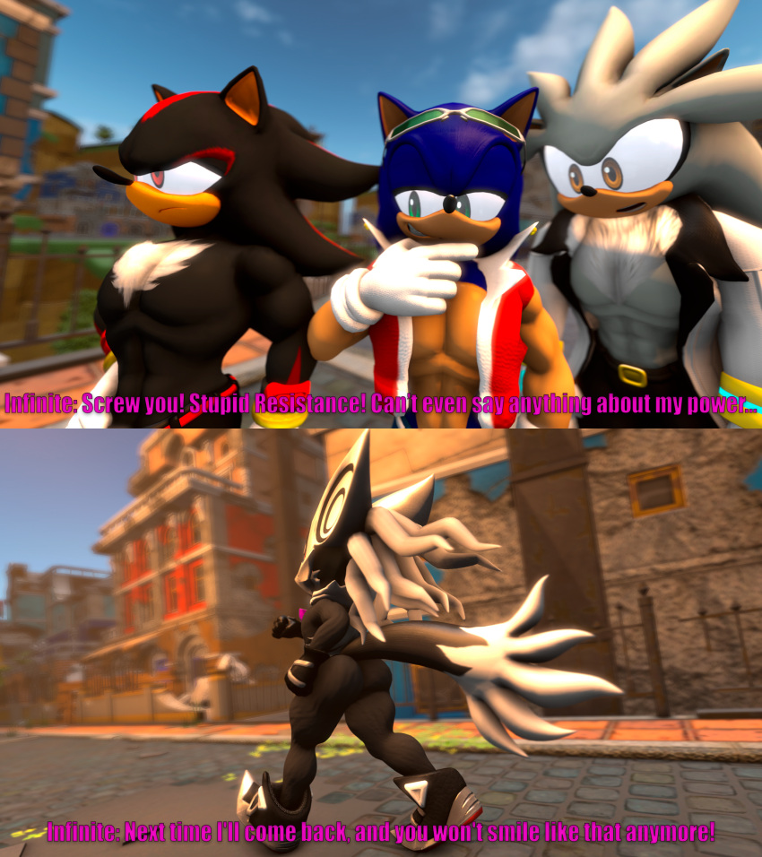 3d_(artwork) anthro ass big_butt butt_focus digital_media_(artwork) english_text eulipotyphlan hedgehog hi_res infinite_(sonic) juicyducksfm kabalmystic_(artist) male mammal phantom_ruby poker_face sega shadow_the_hedgehog silver_the_hedgehog smile sonic_forces sonic_the_hedgehog sonic_the_hedgehog_(series) source_filmmaker_(artwork) surprise surprised_expression text