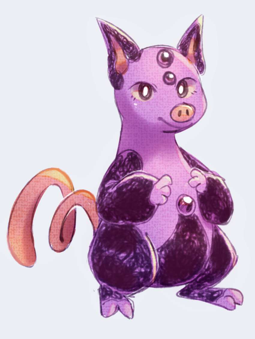 2019 ambiguous_gender anterior_nasal_aperture anthro biped black_eyes closed_smile coiled_tail digital_media_(artwork) fingers flavia-elric forehead_gem gem generation_3_pokemon grumpig hi_res mouth_closed nintendo pig_nose pokemon pokemon_(species) pupils purple_body simple_background smile solo standing tail white_background white_pupils white_sclera