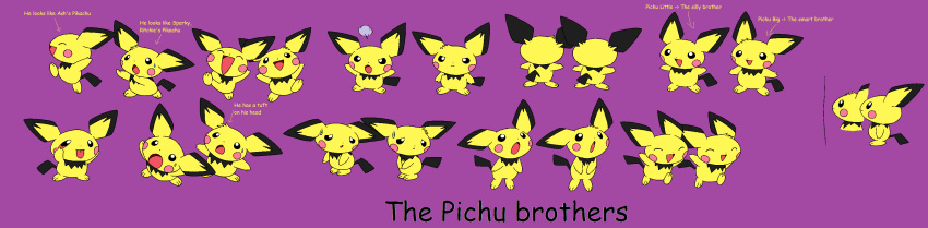 absurd_res ambiguous_gender angry consuelo95 duo english_text feral funny_face generation_2_pokemon happy head_tuft hi_res long_image nintendo pichu pichu_big pichu_little pokemon pokemon_(species) running smile text tuft wide_image