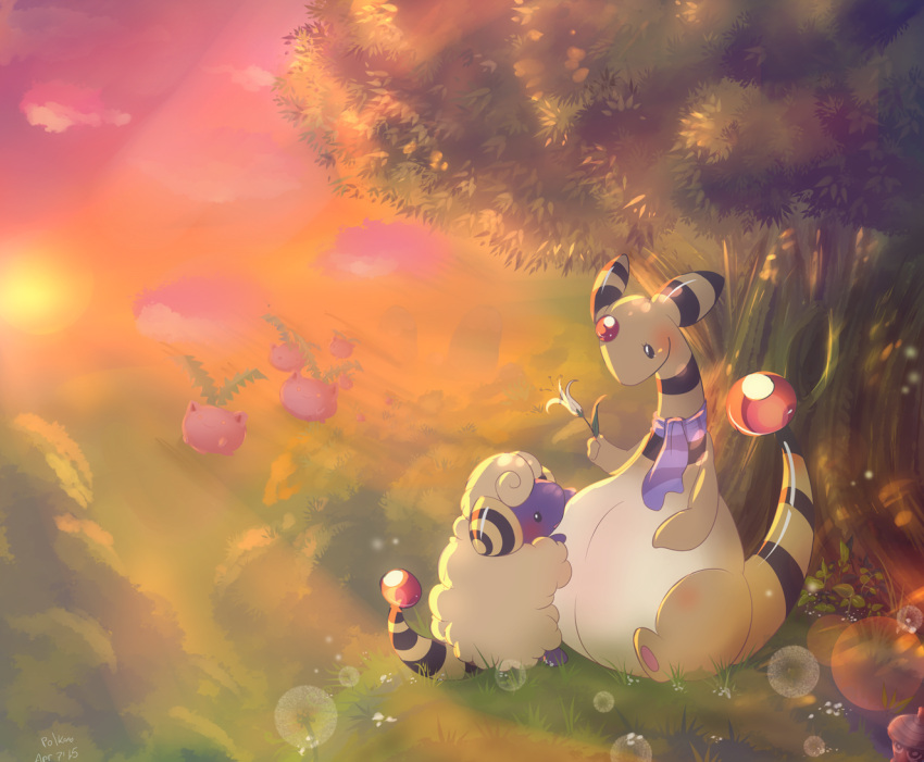 2015 ampharos artist_name belly big_belly black_eyes black_kitty black_stripes blue_body blue_fur blue_scarf blush brown_body brown_skin closed_smile clothing cloud colored daisy_(zinadinosaur) dated daughter_(lore) digital_drawing_(artwork) digital_media_(artwork) dot_eyes duo english_description evening eyelashes fan_character featureless_feet feet female feral fern flower foot_on_belly forehead_gem fur gem generation_2_pokemon generation_3_pokemon grass holding_flower holding_object hoppip larger_female larger_feral leaf leaf_on_head light lighting mareep markings mother_(lore) mother_and_child_(lore) mother_and_daughter_(lore) mouth_closed nintendo outside parent_(lore) parent_and_child_(lore) parent_and_daughter_(lore) pattern_clothing pattern_scarf pawpads pink_body pink_fur pink_pawpads pink_sky plant pokemon pokemon_(species) pregnant pregnant_female pregnant_feral ruby_(gem) scarf seedot shaded size_difference sky smaller_female smaller_feral smile striped_clothing striped_ears striped_markings striped_scarf striped_tail stripes sun sunset suzy_(zinadinosaur) tail tail_markings tail_orb tree white_body white_flower white_fur wool_(fur) yellow_body yellow_eyes yellow_fur yellow_tail