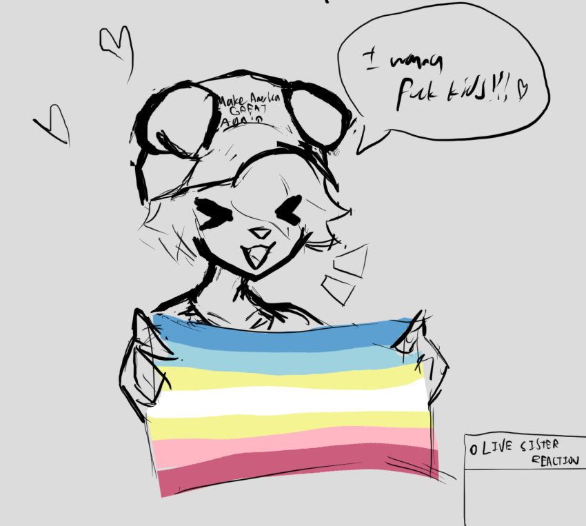 anthro canid canine clothing ear hair hat headgear headwear heart_symbol hi_res lonecube_(artist) male mammal pedophilia_pride_colors politics solo