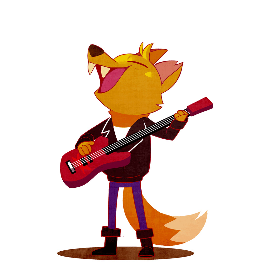 1:1 2017 2d_animation animated anthro artsy bass_guitar biped black_nose boots bottomwear canid canine cheek_tuft closed_eyes clothed clothing denim denim_bottomwear denim_clothing digital_media_(artwork) dipstick_tail facial_tuft fluffy fluffy_tail footwear fox front_view full-length_portrait fur gregg_lee guitar happy head_tuft headbanging hi_res holding_musical_instrument holding_object humanoid_hands jacket jeans leather leather_clothing leather_jacket leather_topwear long_tail loop male mammal markings multicolored_body multicolored_fur multicolored_tail musical_instrument night_in_the_woods notched_ear open_mouth open_smile orange_body orange_fur orange_tail pants playing_guitar playing_music plucked_string_instrument portrait shadow shirt short_playtime simple_background smile solo standing string_instrument tail tail_markings toony topwear tuft two_tone_body two_tone_fur undershirt white_background white_body white_fur