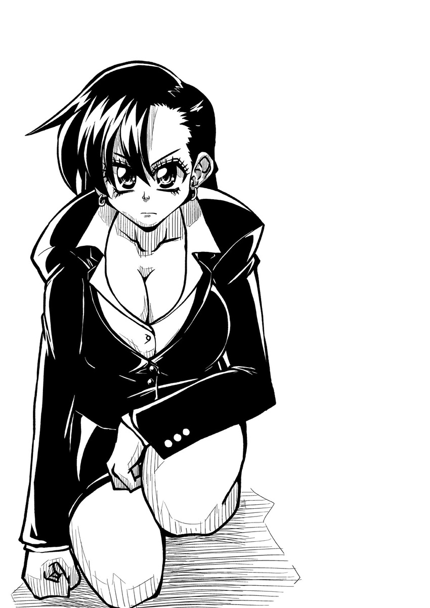 artist_request black_hair breasts female female fuuma_tokiko huge_breasts long_hair looking_at_viewer monochrome taimanin_(series) taimanin_asagi