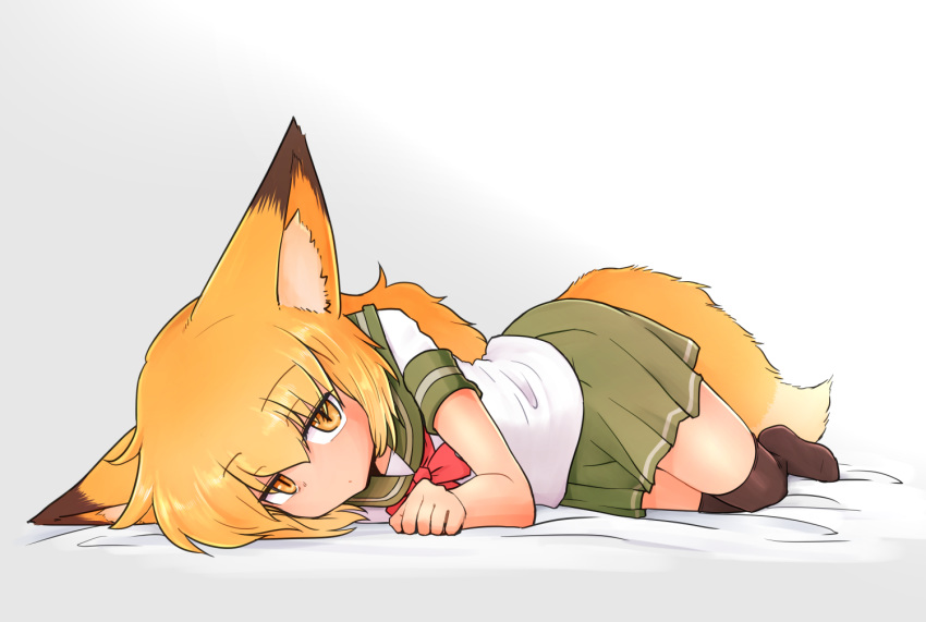 animal_humanoid asian_clothing blonde_hair bottomwear canid canid_humanoid canine canine_humanoid clothed clothing dipstick_ears dipstick_tail ear_markings east_asian_clothing female footwear fox_humanoid hair humanoid inner_ear_fluff japanese_clothing japanese_school_uniform knee_highs knee_socks legwear long_hair lying mammal mammal_humanoid markings multicolored_ears multicolored_tail on_side pupils sakifox sakitsune school_uniform serafuku skirt slit_pupils socks solo tail tail_markings tuft uniform yellow_eyes