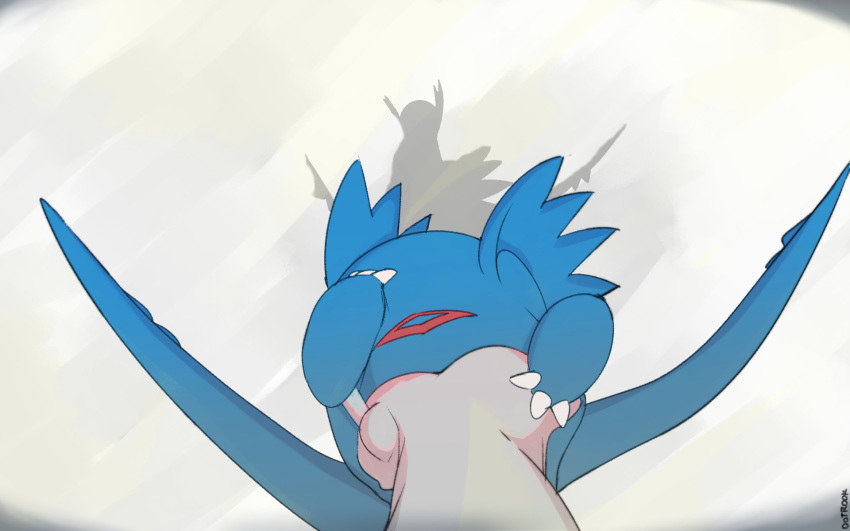 16:10 2019 3_fingers blue_body chest_markings claws dotrook fingers first_person_view flying generation_3_pokemon hi_res latios legendary_pokemon markings nintendo pokemon pokemon_(species) sky skyscape solo vignette white_body white_claws widescreen wings