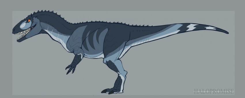 2018 3_fingers ambiguous_gender biped black_claws carcharodontosaurid carcharodontosaurus claws conditional_dnp digital_media_(artwork) digitigrade dinosaur extinct feet feral finger_claws fingers grey_background grey_body grey_face grey_feet grey_scales grey_tail halopromise jannarr long_tail monotone_body monotone_face monotone_feet monotone_scales monotone_tail open_mouth orange_eyes prehistoric_species reptile scales scalie sharp_teeth side_view simple_background snout solo tail teeth theropod toe_claws toes