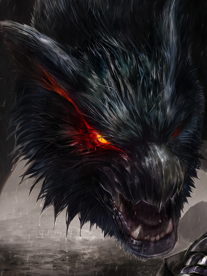 2024 ambiguous_gender capcom detailed detailed_fur digital_media_(artwork) dragon european_mythology fangs flying_wyvern fur glowing glowing_eyes hi_res kurotokusa monster_hunter mythological_creature mythological_scalie mythology nargacuga open_mouth pupils raining scalie sharp_teeth slit_pupils solo tagme teeth tongue western_dragon wet wyvern