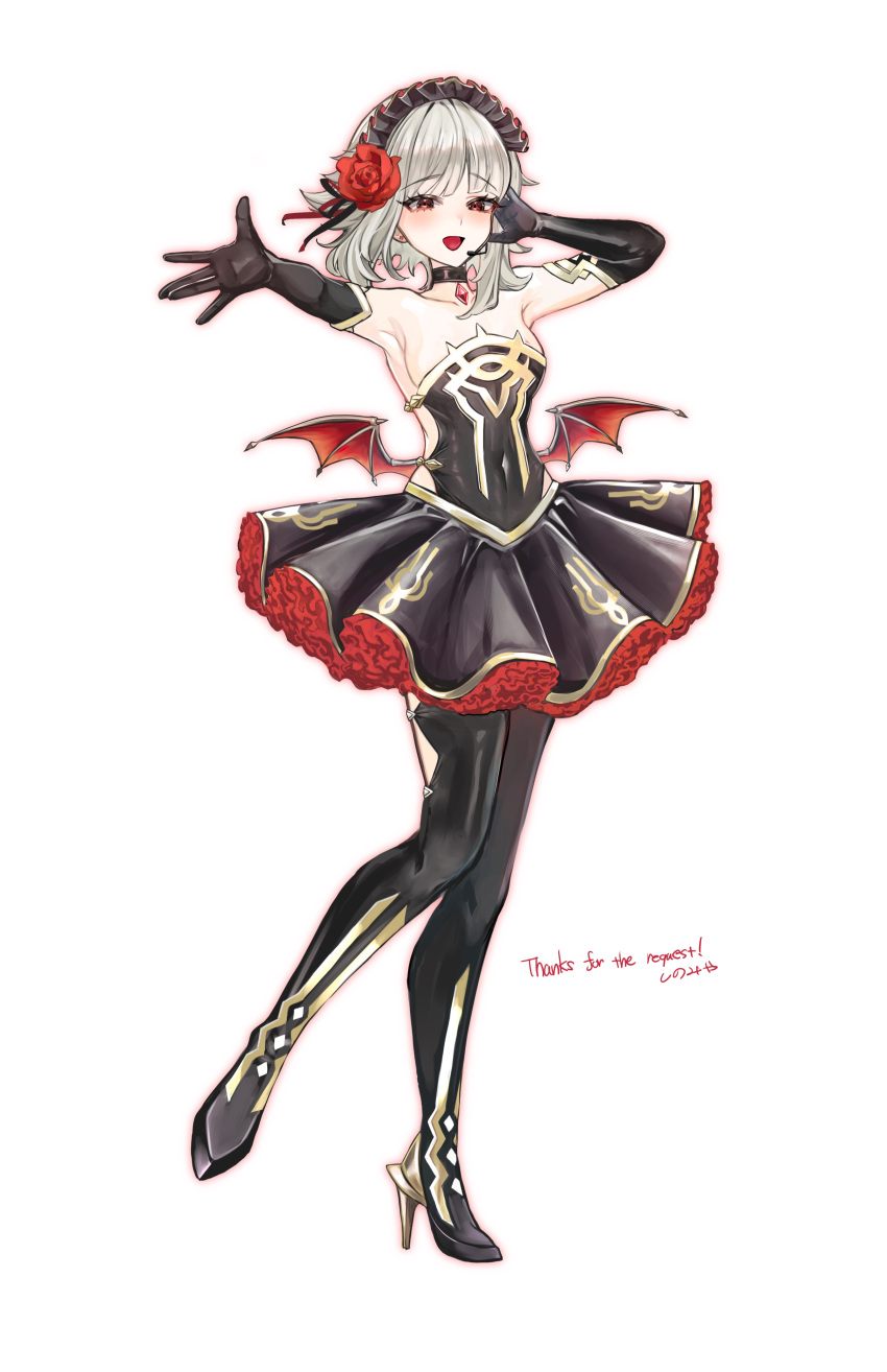 absurdres alternate_costume armpits bare_shoulders breasts commission female fire_emblem fire_emblem_heroes full_body high_heels highres idol medium_breasts osiri_siri_siri skeb_commission solo veronica_(fire_emblem) white_hair